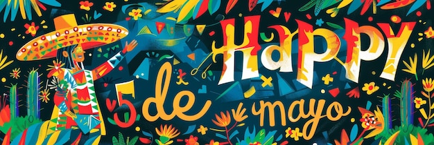 Illustration avec un texte pour commémorer un Cinco de Mayo mexicain