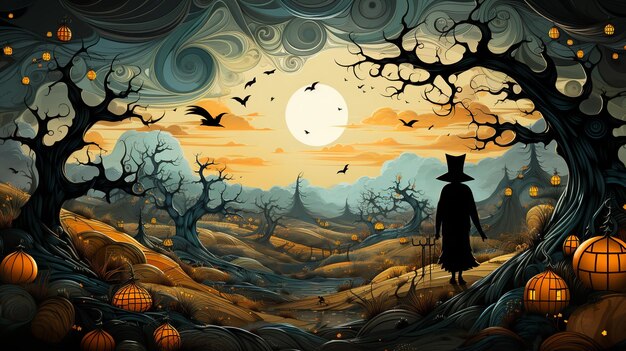 Illustration sur le thème d'Halloween pour l'arrière-plan