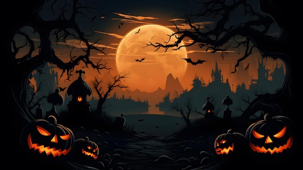 Illustration sur le thème d'Halloween pour fond d'écran ou arrière-plan