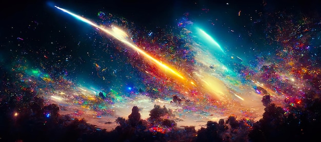 Illustration sur le thème voyage dans l'espace avec étoiles et nébuleuses de l'univers