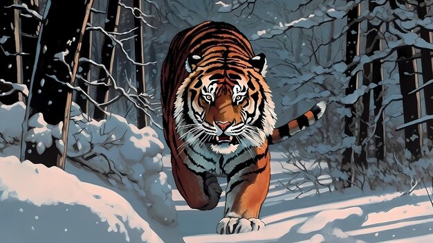 Photo illustration de tigre coloré ai générative