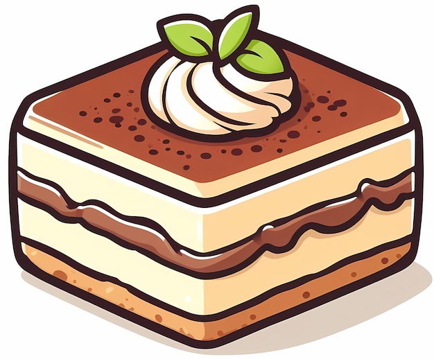 Photo illustration d'un tiramisu dans le style des dessins animés propre et simple