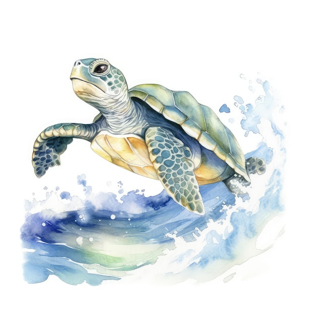 Illustration de tortue dessinée à la main à l'aquarelle