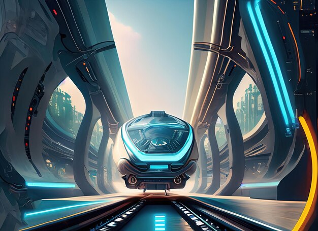 une illustration de transport ferroviaire futuriste