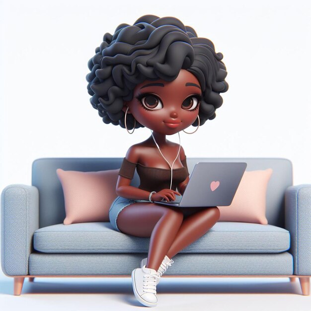 Illustration de travail de fille 3D à domicile