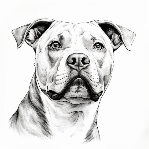 Illustration très détaillée du visage d'un pit terrier