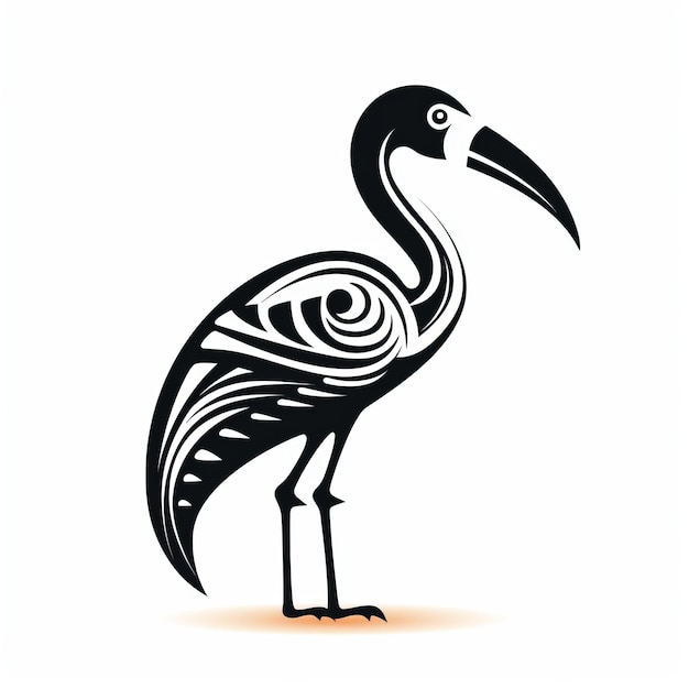 Illustration tribale d'oiseaux indigènes Simplicité monochrome avec une conception de caractère distinctive