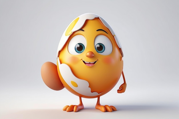 Photo une illustration tridimensionnelle d'un mignon œuf sur fond blanc dépeint comme un personnage de dessin animé fantastique adorable