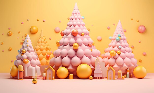 Photo illustration tridimensionnelle de la saison de noël