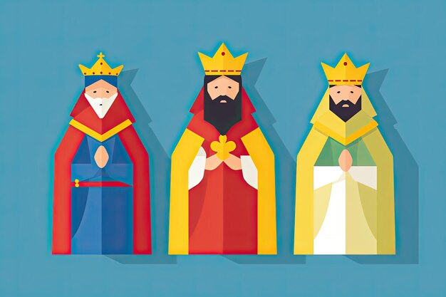 Illustration des trois sages Tradition chrétienne à Noël Génératif Ai