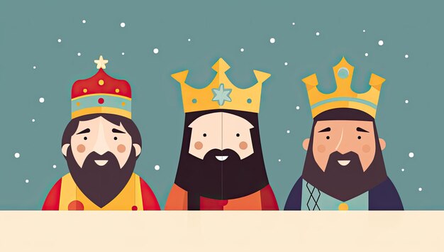 Illustration des trois sages tradition chrétienne à Noël IA générative