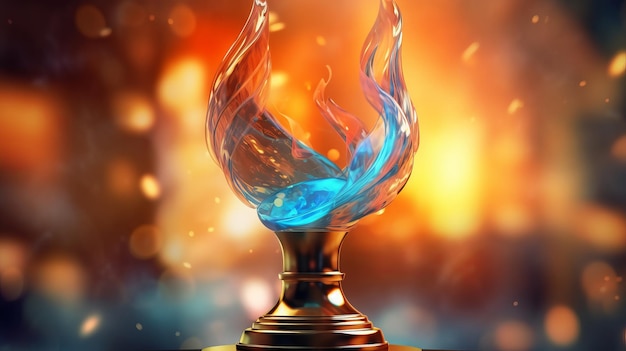 Illustration d'un trophée doré avec une flamme bleue qui en émane