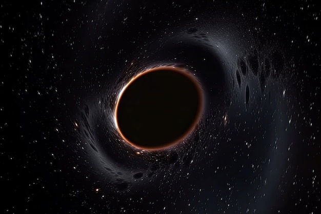 Illustration d'un trou noir dans l'espace Singularité supermassive IA générative