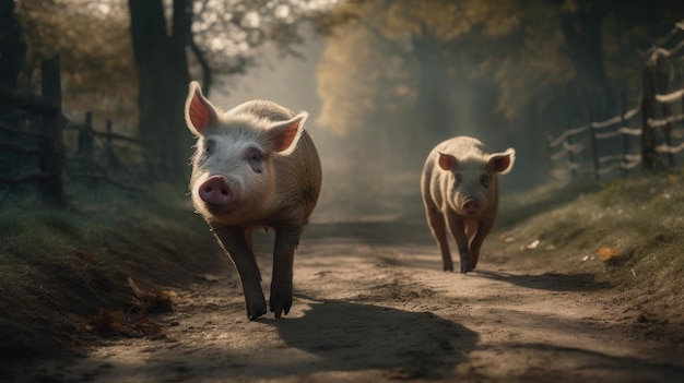 Illustration d'un troupeau de cochons