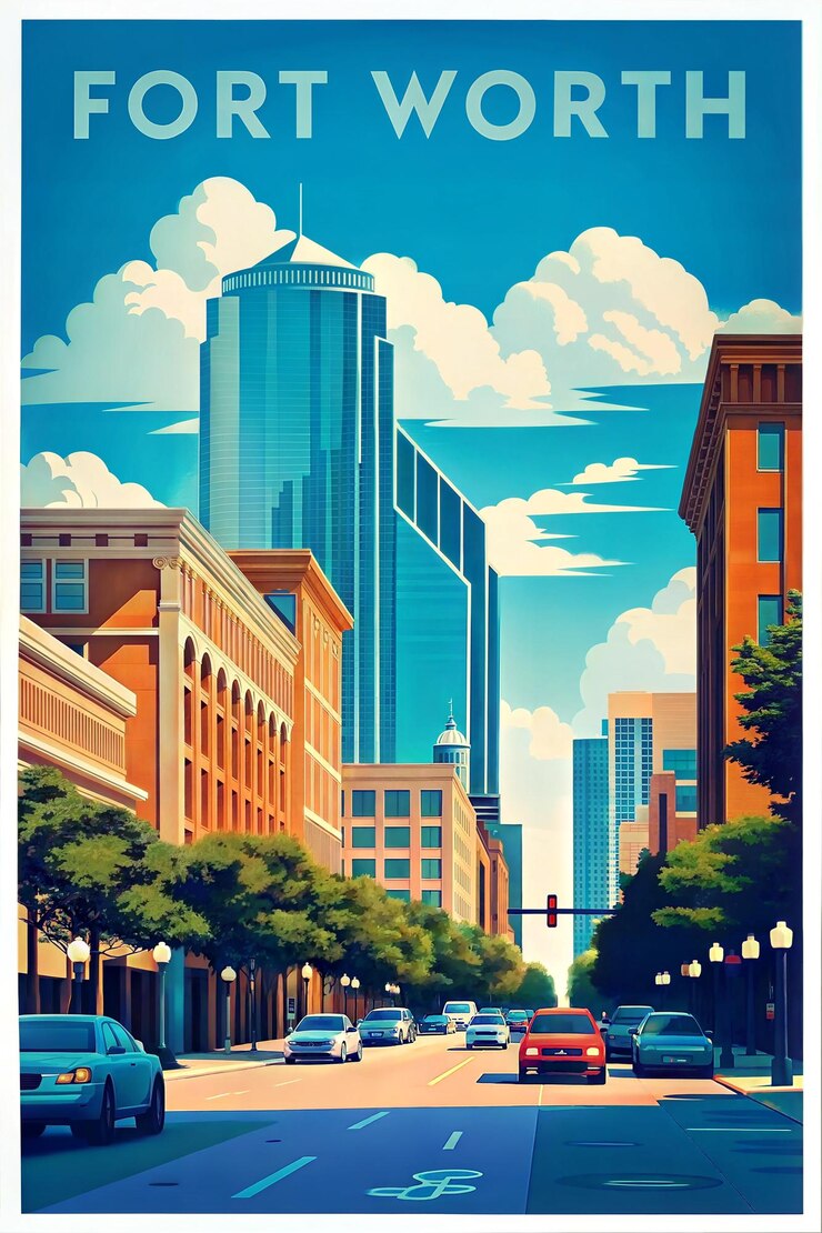 Photo une illustration urbaine vibrante de l'horizon de fort worth au texas