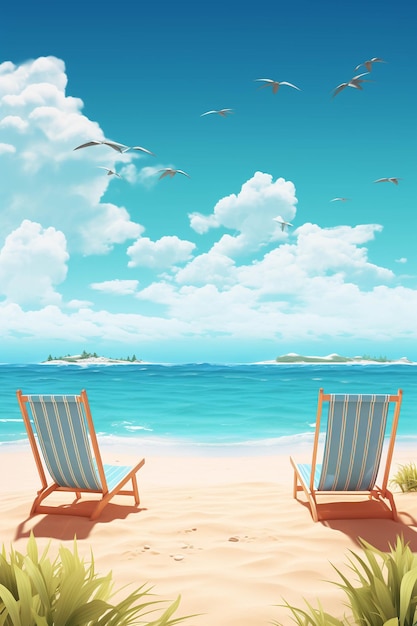 Illustration de vacances d'été sur une plage propre