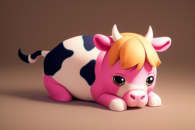 Photo illustration de vache laitière icône de personnage de jeu de rendu 3d dessin animé mignon publicité animale de vache à lait
