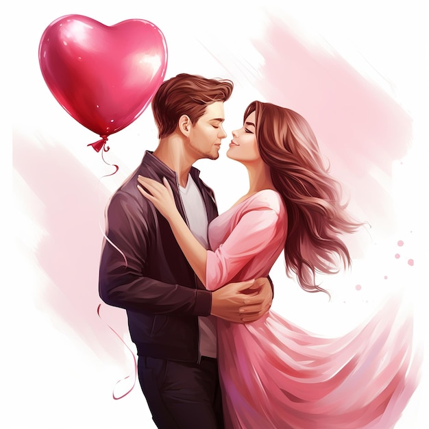 Photo illustration de valentine couple beauty girl et son beau