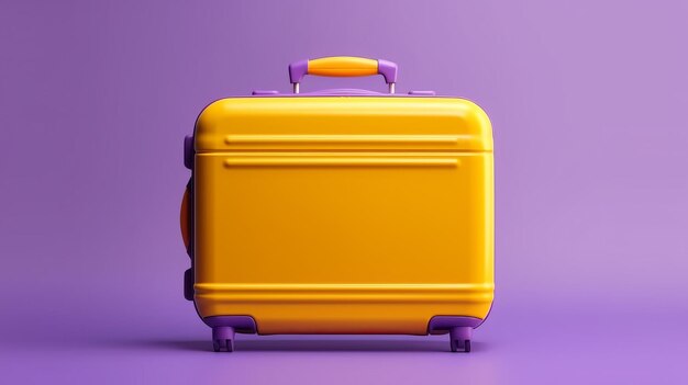 Illustration d'une valise jaune vibrante sur un fond violet audacieux