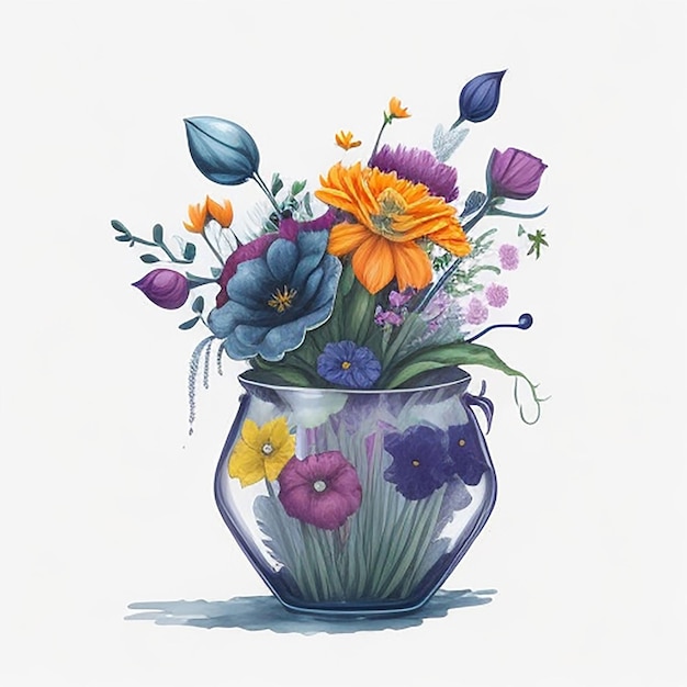 Illustration d'un vase à fleurs en verre