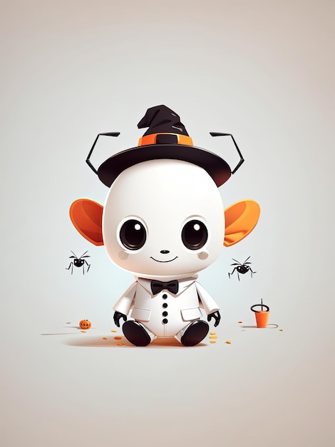 illustration vecteur Halloween mignon art minimalistefond blancmignon petit animal halloween