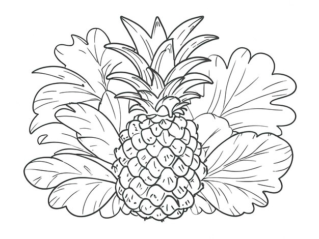 Photo illustration vectorielle d'ananas frais dessinée à la main