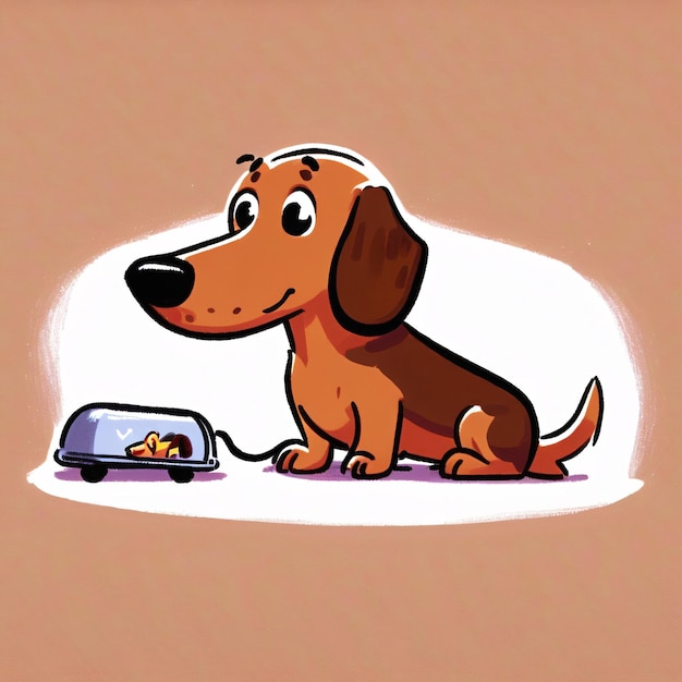 illustration vectorielle d'animal mignon dessiné par un enfant chien dachshund
