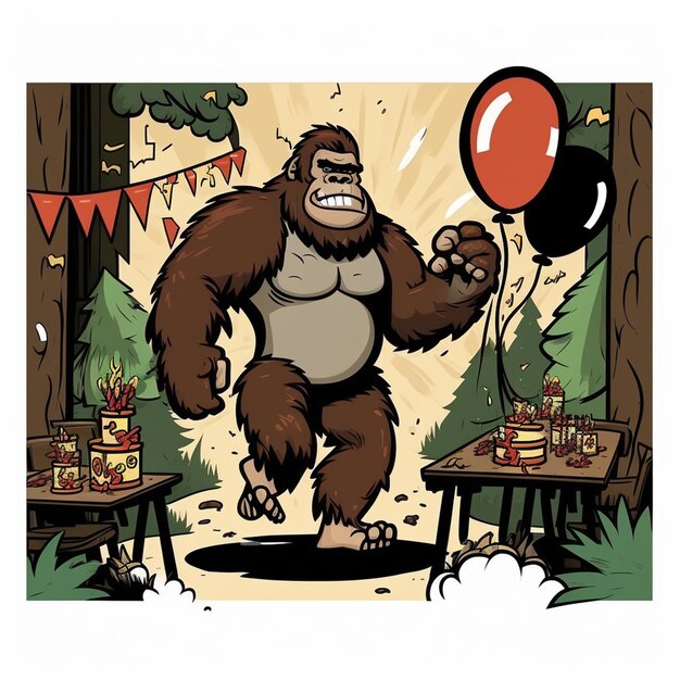 Photo illustration vectorielle d'anniversaire bigfoot