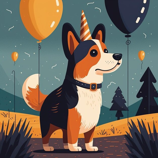 Photo illustration vectorielle de l'anniversaire du chien