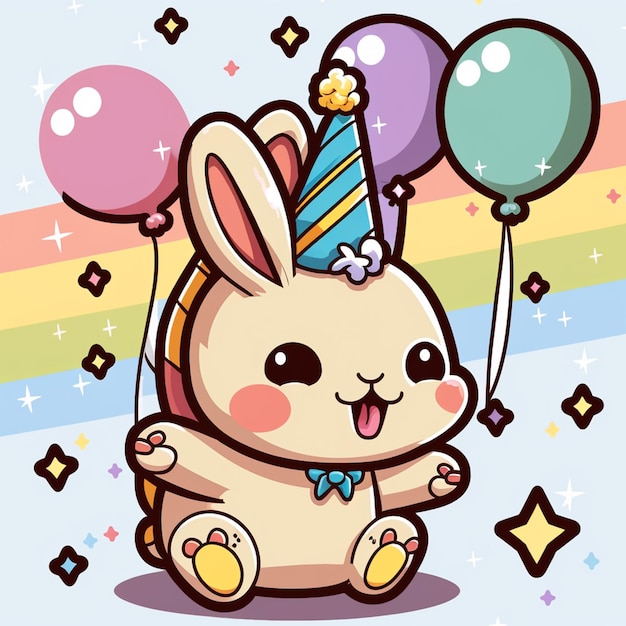 Illustration vectorielle de l'anniversaire du lapin