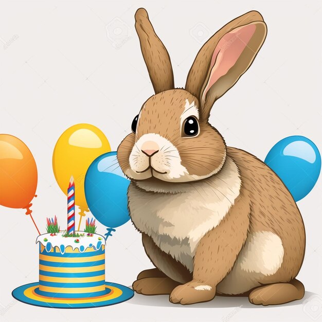 Illustration vectorielle de l'anniversaire du lapin