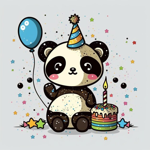 Illustration vectorielle de l'anniversaire du panda