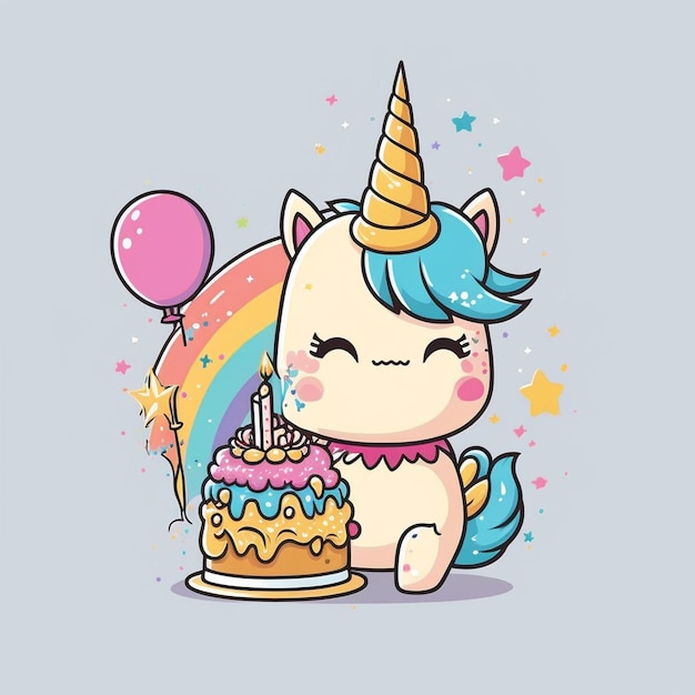 Illustration vectorielle de l'anniversaire d'une licorne