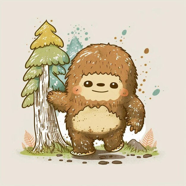 Photo une illustration vectorielle aquarelle bigfoot