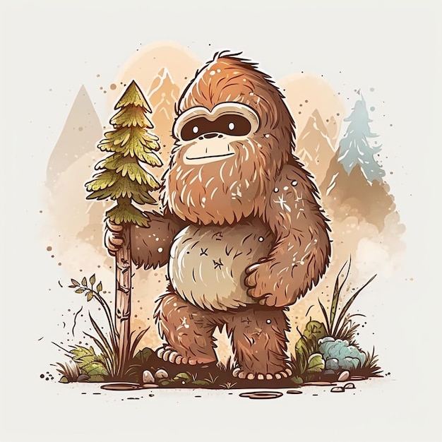 Photo une illustration vectorielle aquarelle bigfoot