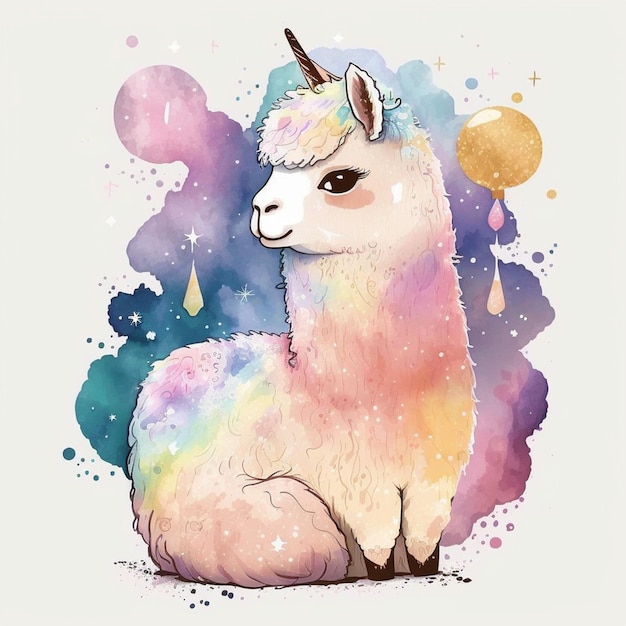 Une illustration vectorielle d'aquarelle du lama