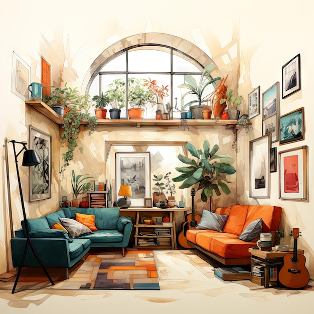 Illustration vectorielle en aquarelle d'un sous-sol