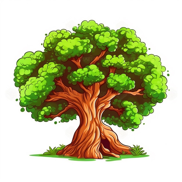 Illustration vectorielle d'arbre feuillu vert