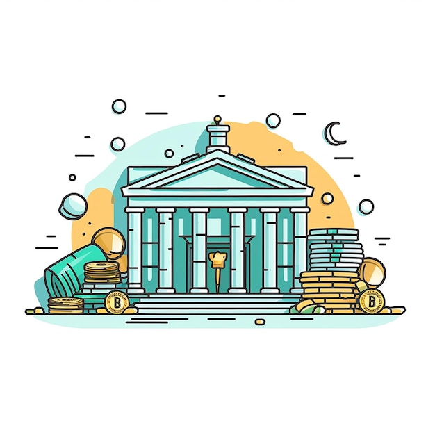 Illustration vectorielle de l'argent et de la ligne bancaire