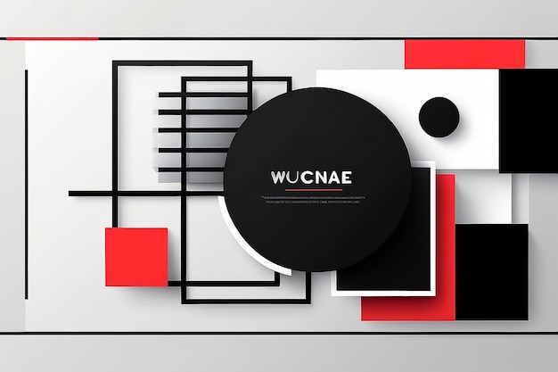 Photo illustration vectorielle d'arrière-plan de conception minimale en noir rouge cadre blanc couleur abstrait carré modifiable