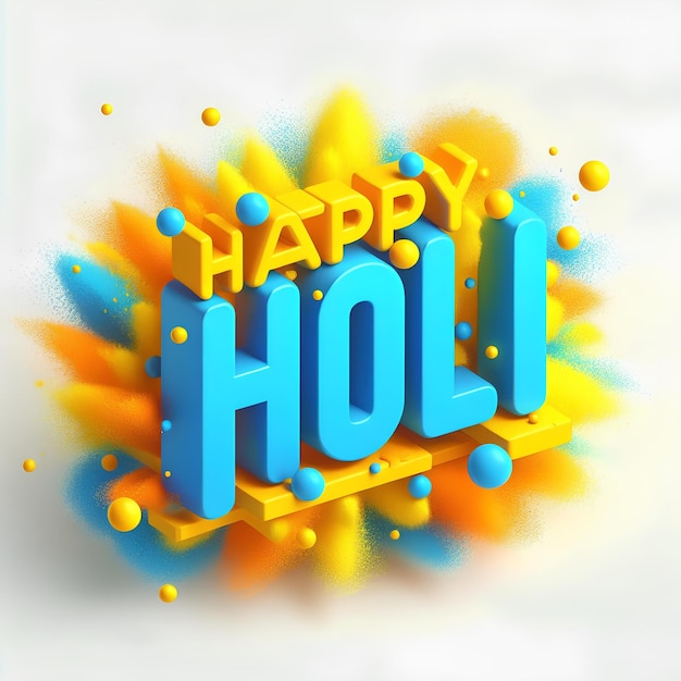 Illustration vectorielle de l'arrière-plan du festival de Holi Texte heureux de Holi avec des gens dansant un souhait 3D