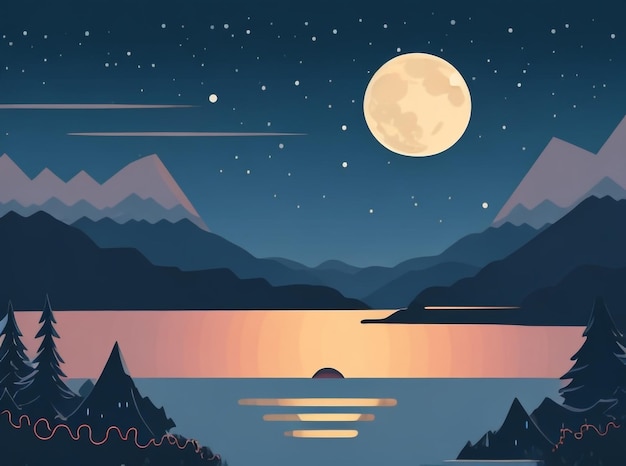 Illustration vectorielle d'une belle nuit calme avec un ciel étoilé