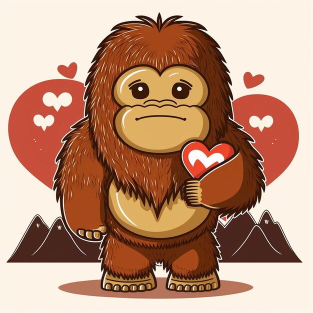 Photo illustration vectorielle de bigfoot saint-valentin