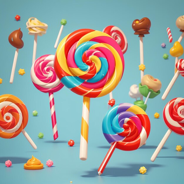 Illustration vectorielle de bonbons de sucette dans le style de dessin animé plat