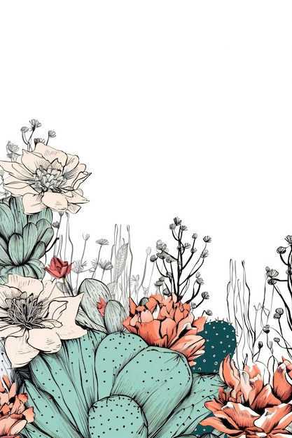 Une illustration vectorielle d'une bordure florale avec des fleurs.