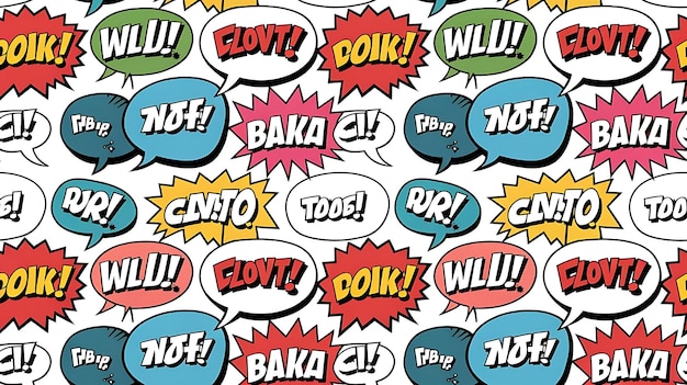 Illustration vectorielle de bulles de discours comiques à motif sans couture