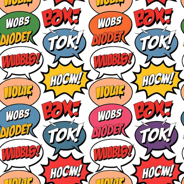 Illustration vectorielle de bulles de discours comiques à motif sans couture