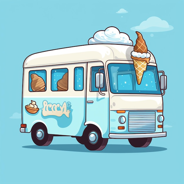 Illustration vectorielle d'un camion de crème glacée avec un fond coloré