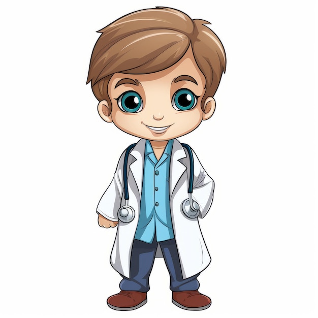 Illustration vectorielle de Cartoon boy scientist en blouse de laboratoire et lunettes