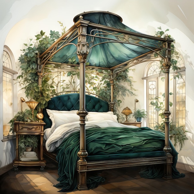 Illustration vectorielle d'une chambre à coucher